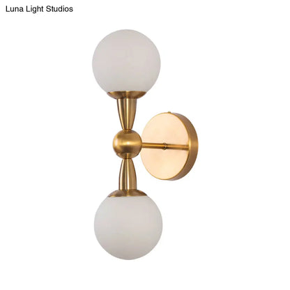 DecorBites™ Minimalist Hand-Blown Glass Spherical Wall Sconce with Half-Bulb in Gold - Perfect for Bedrooms