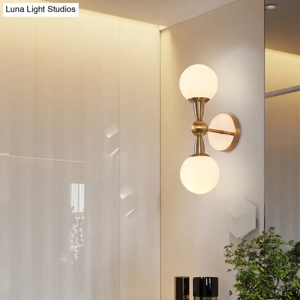DecorBites™ Minimalist Hand-Blown Glass Spherical Wall Sconce with Half-Bulb in Gold - Perfect for Bedrooms