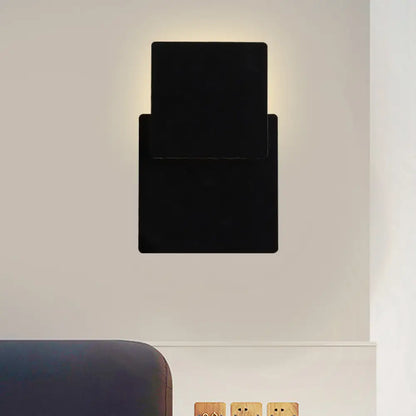 DecorBites™ Minimalist Iron Movable Shade Square Wall Lamp - Black/White LED Sconce Lighting in Warm/White Light