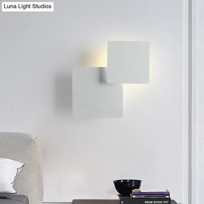 DecorBites™ Minimalist Iron Movable Shade Square Wall Lamp - Black/White LED Sconce Lighting in Warm/White Light