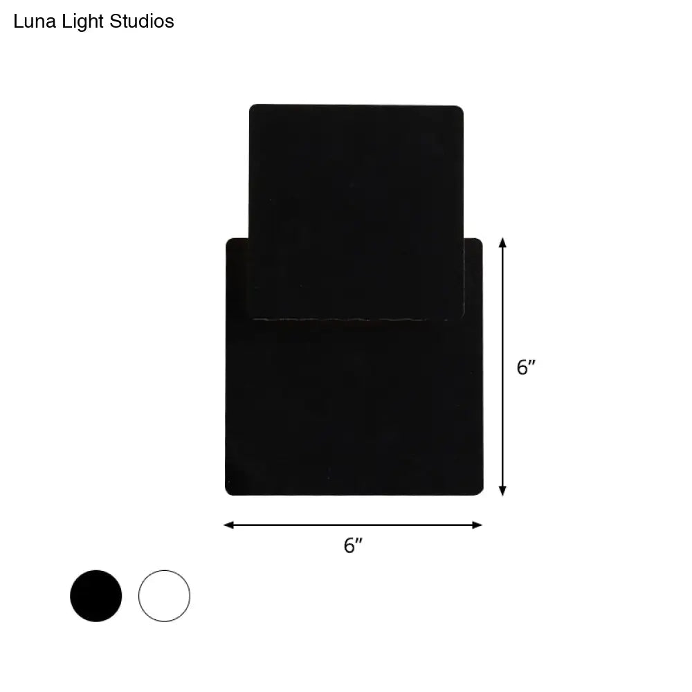 DecorBites™ Minimalist Iron Movable Shade Square Wall Lamp - Black/White LED Sconce Lighting in Warm/White Light