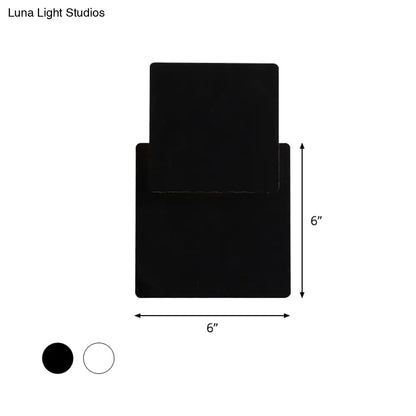 DecorBites™ Minimalist Iron Movable Shade Square Wall Lamp - Black/White LED Sconce Lighting in Warm/White Light