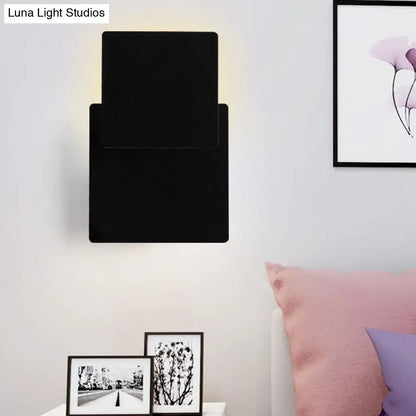 DecorBites™ Minimalist Iron Movable Shade Square Wall Lamp - Black/White LED Sconce Lighting in Warm/White Light