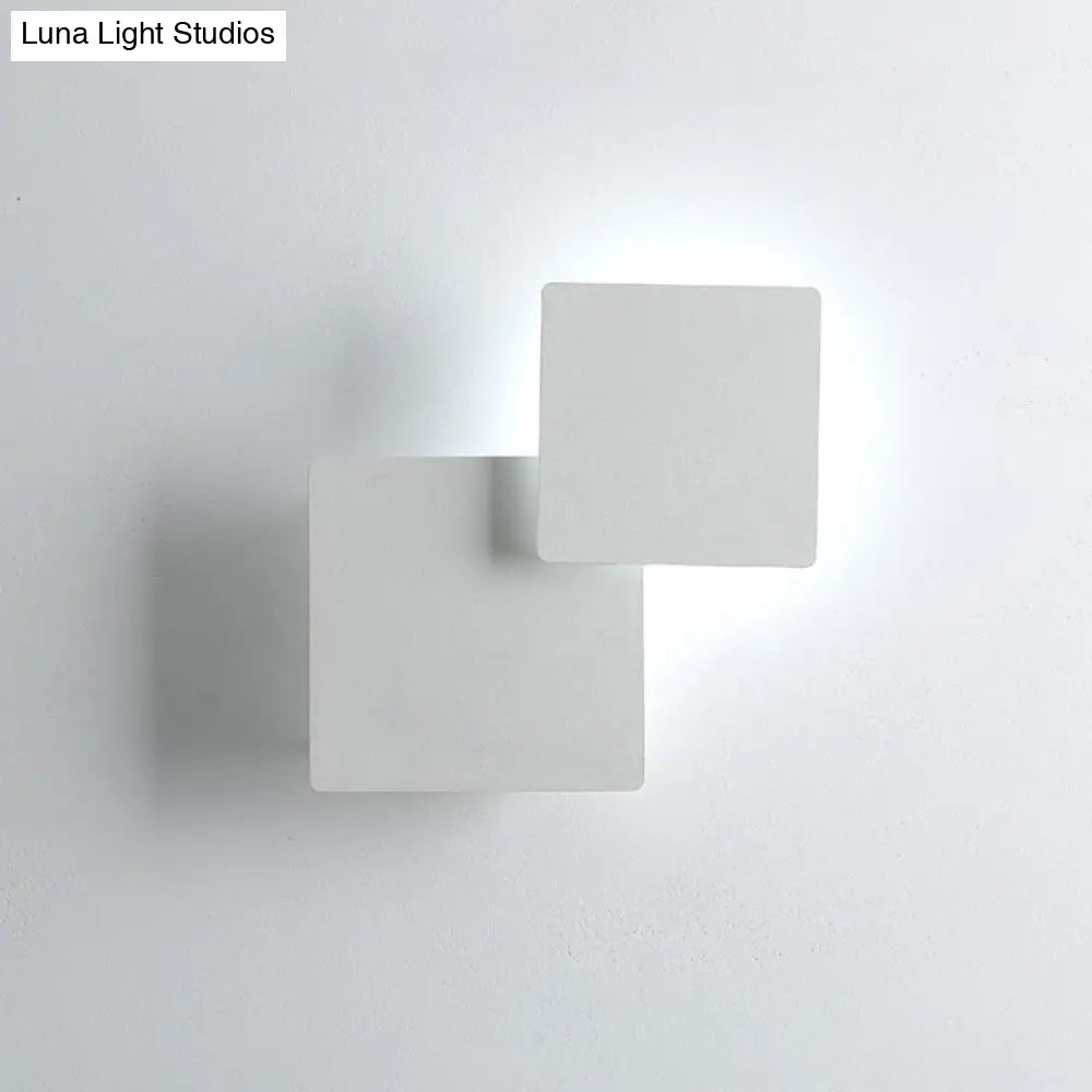 DecorBites™ Minimalist Iron Movable Shade Square Wall Lamp - Black/White LED Sconce Lighting in Warm/White Light