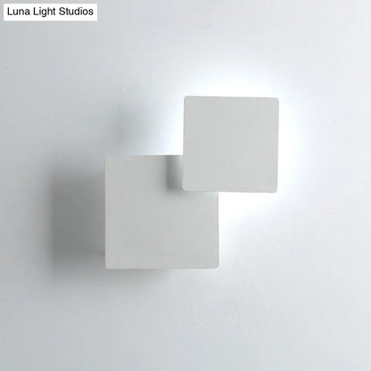 DecorBites™ Minimalist Iron Movable Shade Square Wall Lamp - Black/White LED Sconce Lighting in Warm/White Light