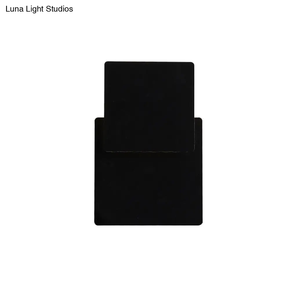DecorBites™ Minimalist Iron Movable Shade Square Wall Lamp - Black/White LED Sconce Lighting in Warm/White Light