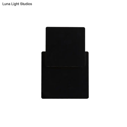 DecorBites™ Minimalist Iron Movable Shade Square Wall Lamp - Black/White LED Sconce Lighting in Warm/White Light