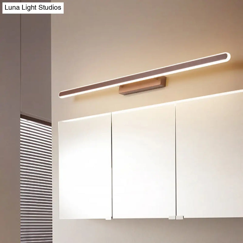 DecorBites™ Minimalist Iron Sconce: 16"/23.5"/31.5" LED Vanity Wall Light, Brown Finish - Warm/White Light, Ideal for Bathrooms