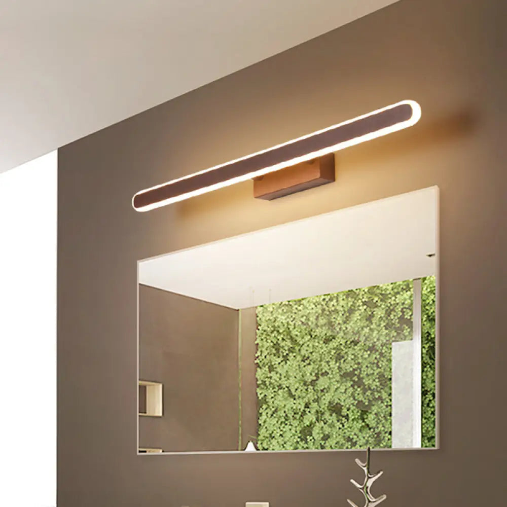 DecorBites™ Minimalist Iron Sconce: 16"/23.5"/31.5" LED Vanity Wall Light, Brown Finish - Warm/White Light, Ideal for Bathrooms