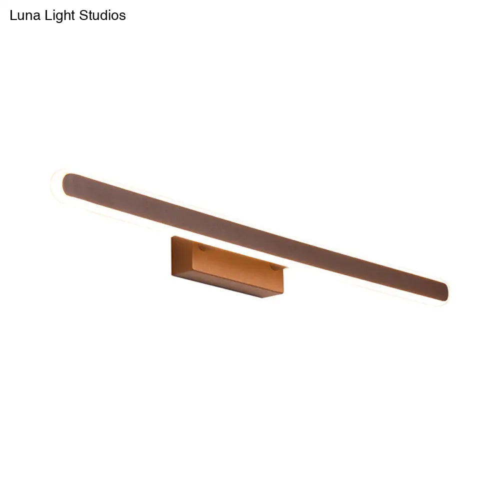 DecorBites™ Minimalist Iron Sconce: 16"/23.5"/31.5" LED Vanity Wall Light, Brown Finish - Warm/White Light, Ideal for Bathrooms