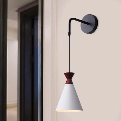DecorBites™ Minimalist Iron Wall Sconce with Conical Design - 1 Head, Black/Grey/White, Wall Mount