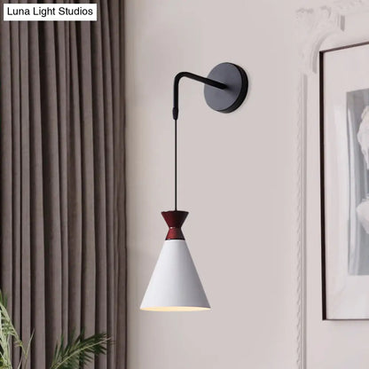 DecorBites™ Minimalist Iron Wall Sconce with Conical Design - 1 Head, Black/Grey/White, Wall Mount