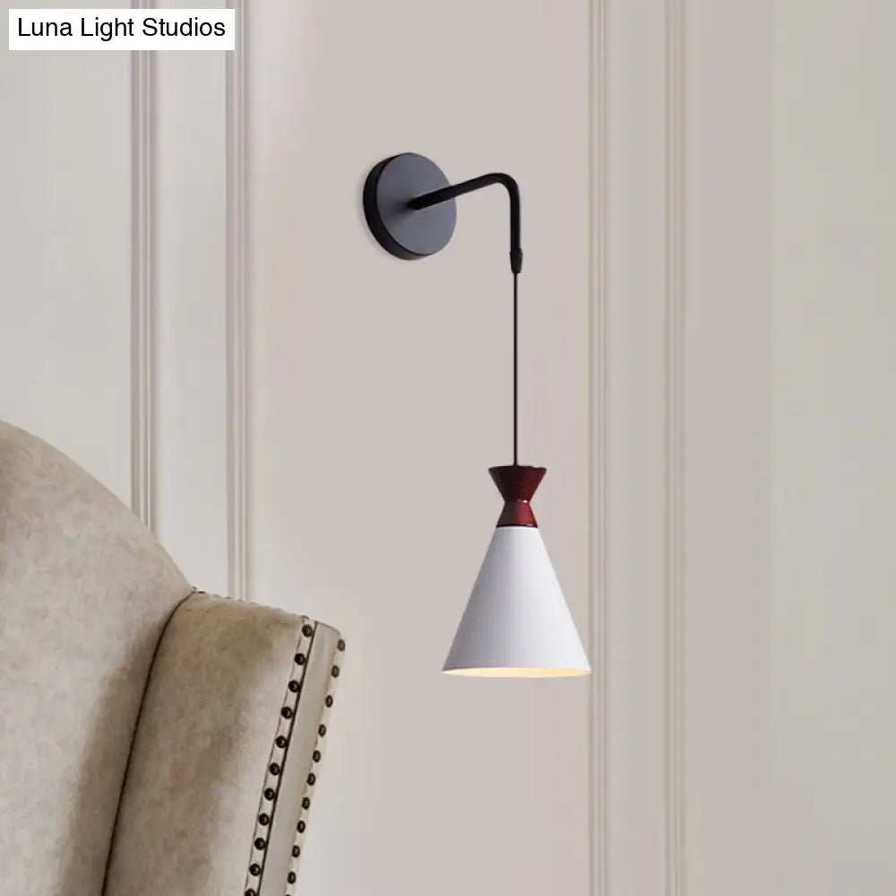 DecorBites™ Minimalist Iron Wall Sconce with Conical Design - 1 Head, Black/Grey/White, Wall Mount