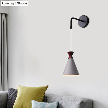 DecorBites™ Minimalist Iron Wall Sconce with Conical Design - 1 Head, Black/Grey/White, Wall Mount