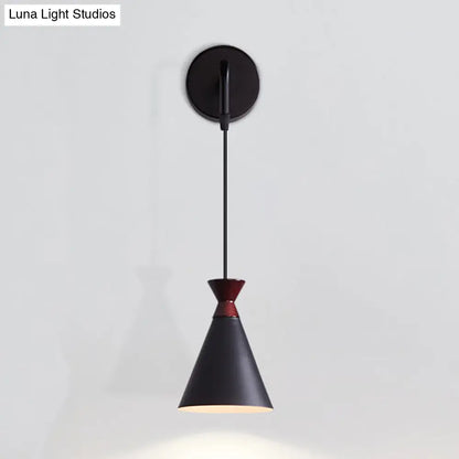 DecorBites™ Minimalist Iron Wall Sconce with Conical Design - 1 Head, Black/Grey/White, Wall Mount