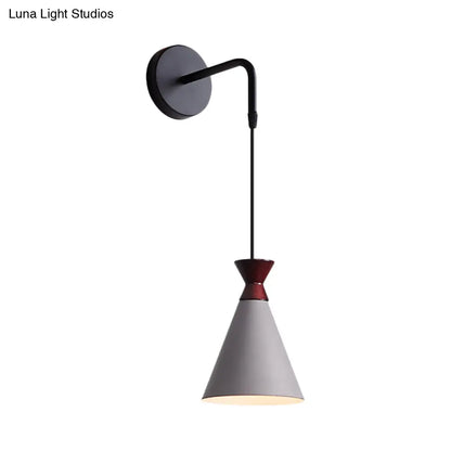 DecorBites™ Minimalist Iron Wall Sconce with Conical Design - 1 Head, Black/Grey/White, Wall Mount