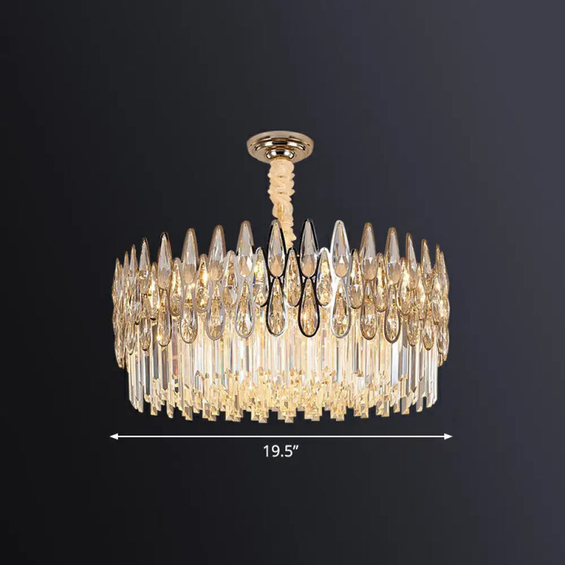 DecorBites™ Minimalist K9 Crystal Drum Pendant Light for Living Room Chandelier