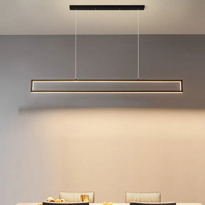 DecorBites™ Minimalist LED Black Pendant Lamp with Rectangle Frame Iron Island Fixture in Warm/White Light