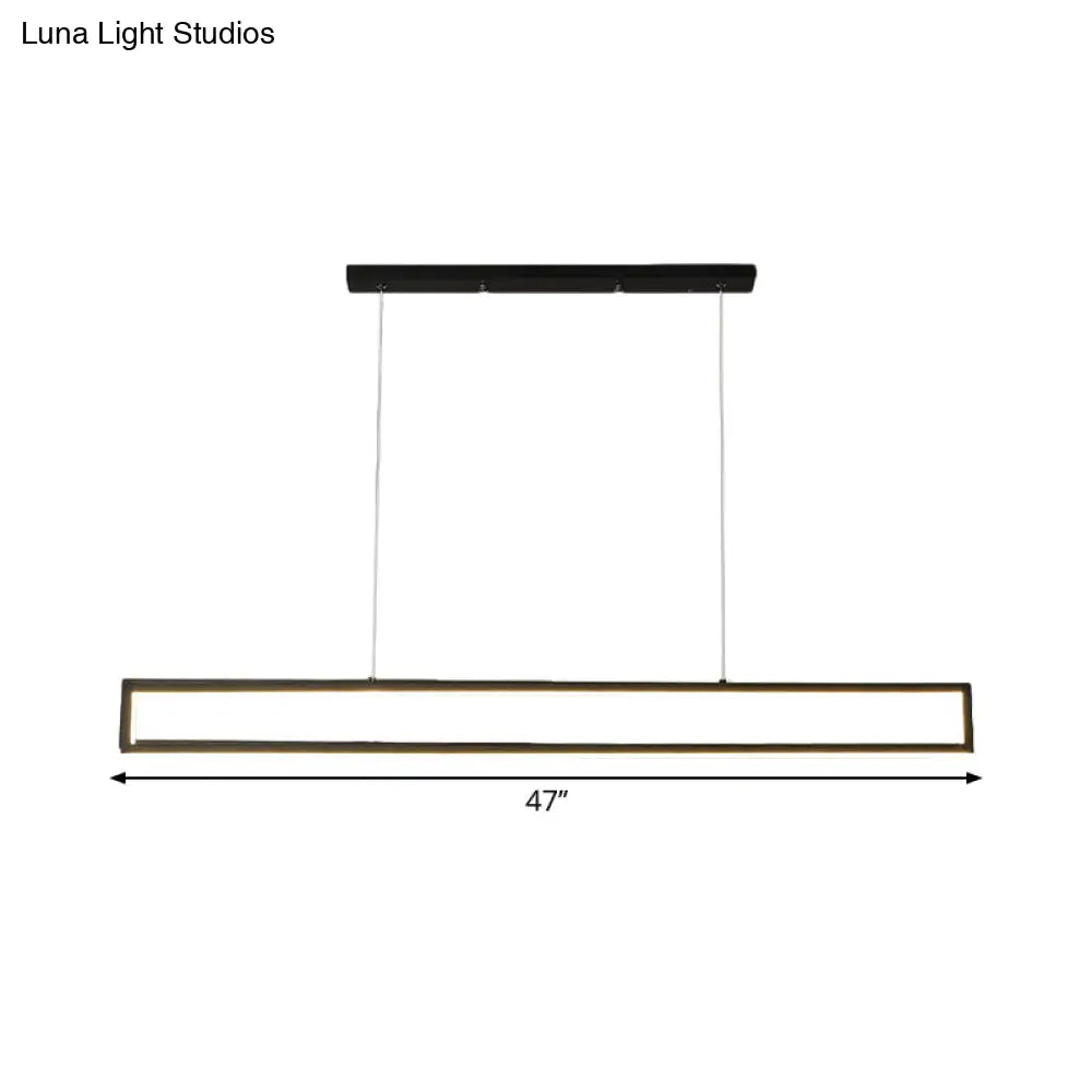 DecorBites™ Minimalist LED Black Pendant Lamp with Rectangle Frame Iron Island Fixture in Warm/White Light