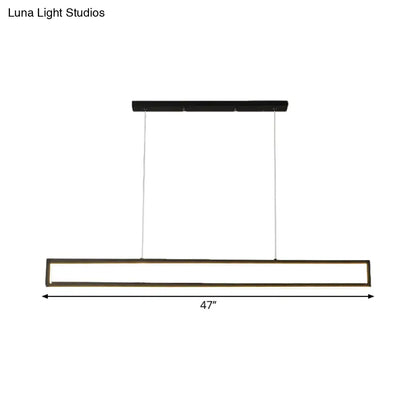 DecorBites™ Minimalist LED Black Pendant Lamp with Rectangle Frame Iron Island Fixture in Warm/White Light