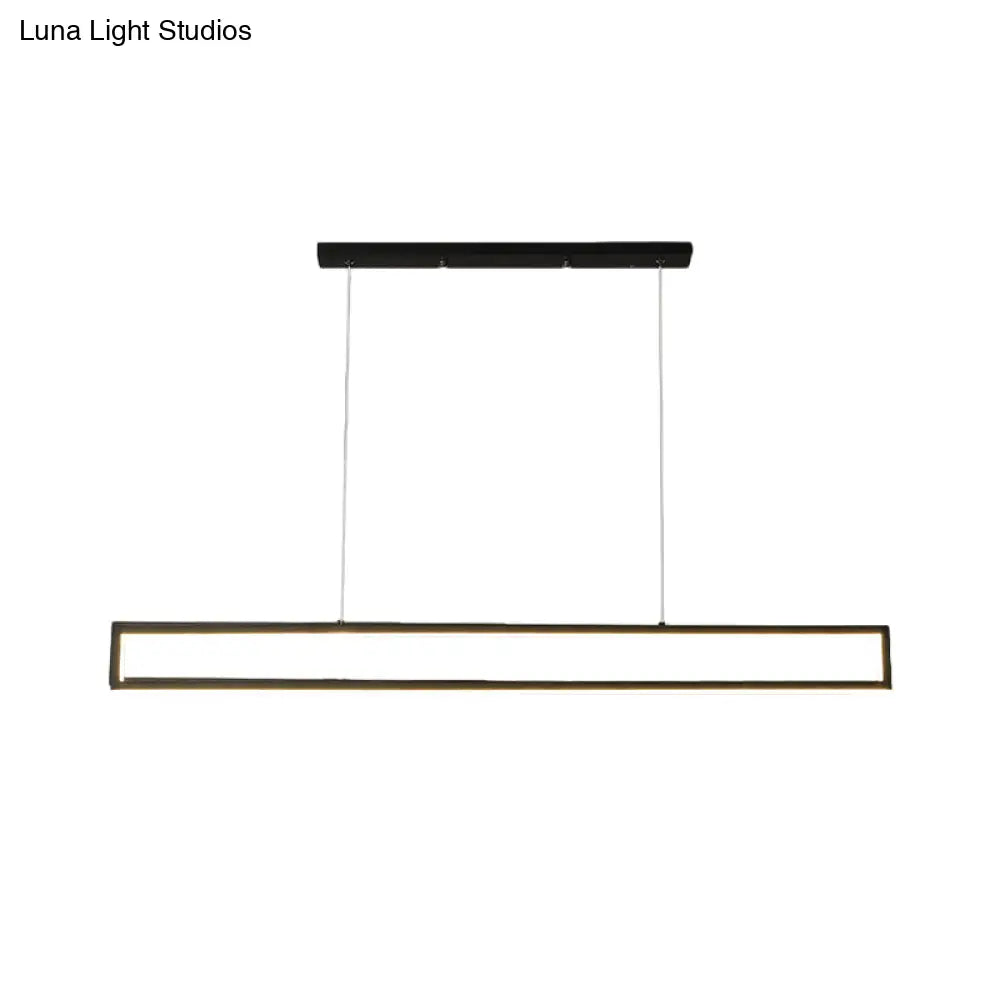 DecorBites™ Minimalist LED Black Pendant Lamp with Rectangle Frame Iron Island Fixture in Warm/White Light