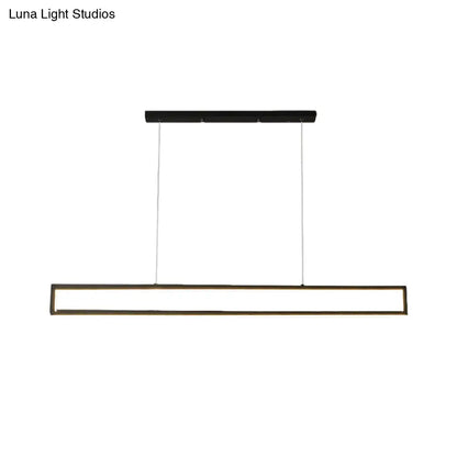 DecorBites™ Minimalist LED Black Pendant Lamp with Rectangle Frame Iron Island Fixture in Warm/White Light