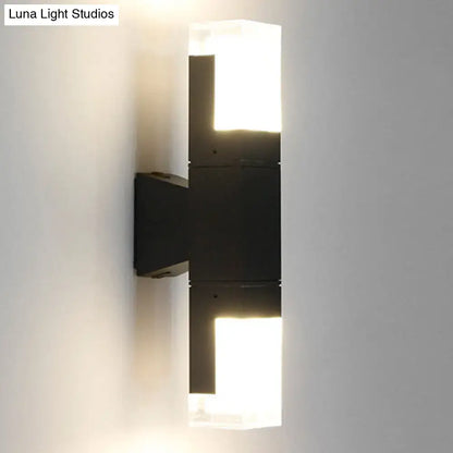 Minimalist led black wall lamp – courtyard warm white sconce