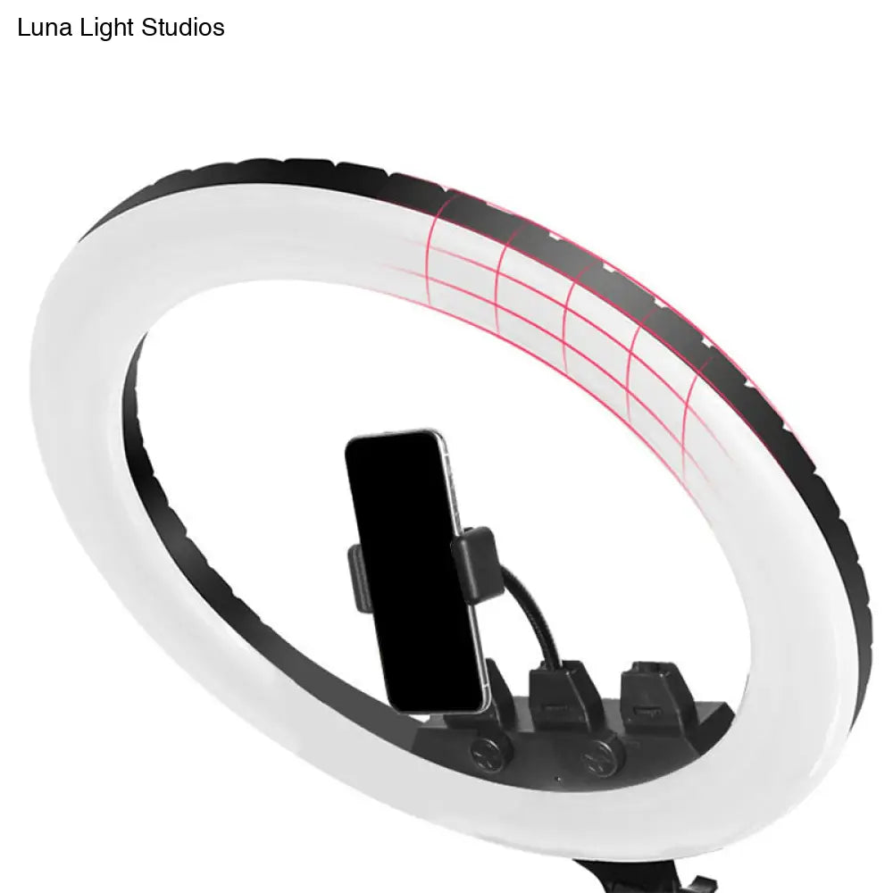 DecorBites™ Minimalist LED Circular Vanity Lighting with Mobile Phone Holder - Black Fill Light