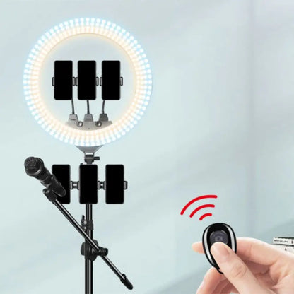 DecorBites™ Minimalist LED Circular Vanity Lighting with Mobile Phone Holder - Black Fill Light