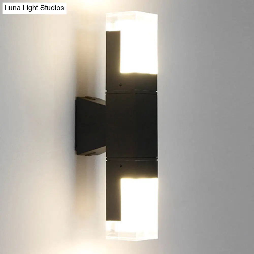DecorBites™ Minimalist LED Courtyard Wall Lamp in Black, with Warm/White Light and Acrylic 1/2 Head Sconce