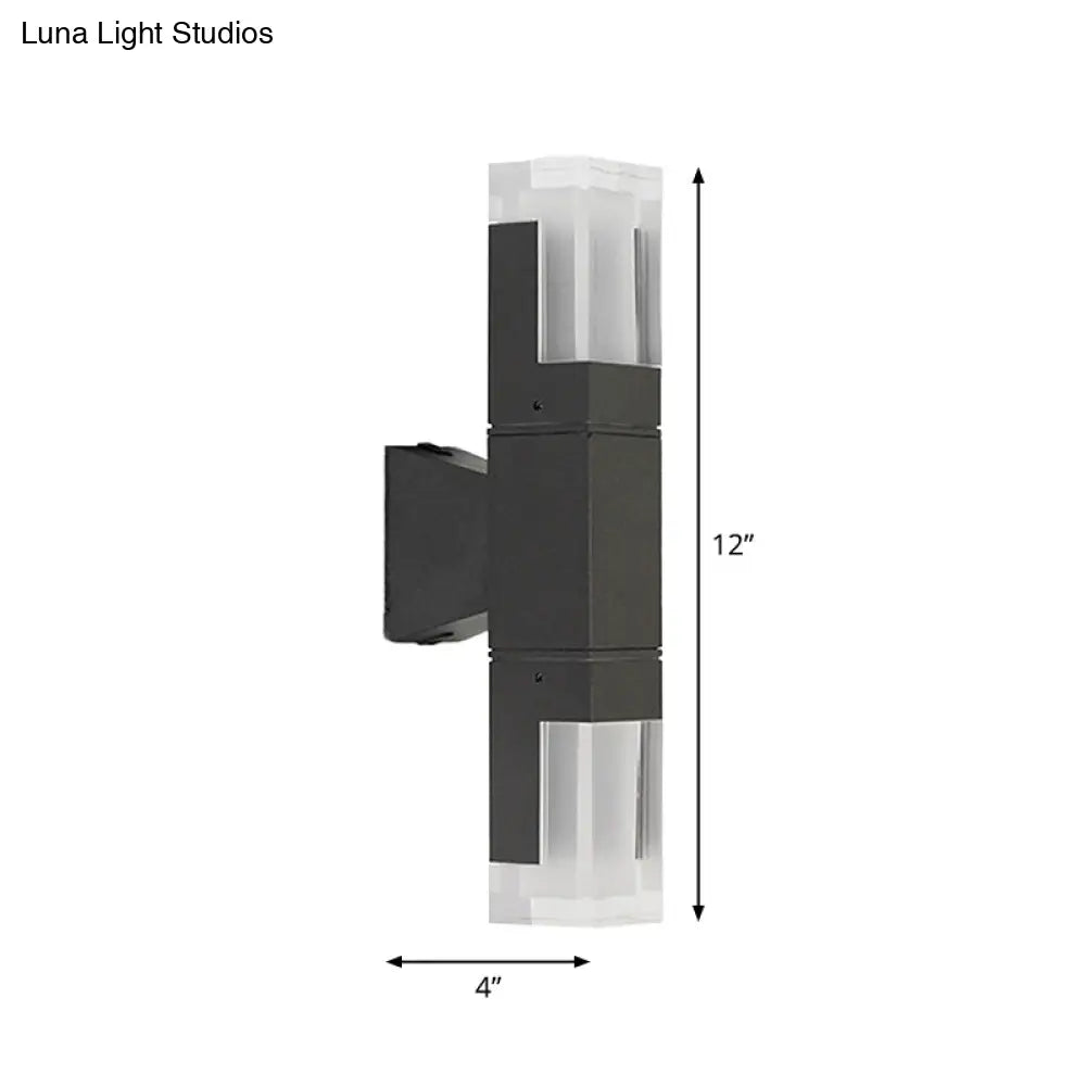 DecorBites™ Minimalist LED Courtyard Wall Lamp in Black, with Warm/White Light and Acrylic 1/2 Head Sconce