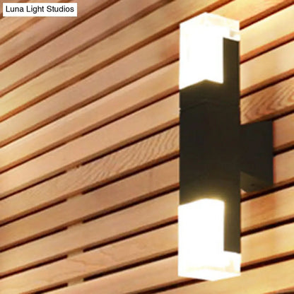 DecorBites™ Minimalist LED Courtyard Wall Lamp in Black, with Warm/White Light and Acrylic 1/2 Head Sconce