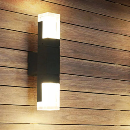 DecorBites™ Minimalist LED Courtyard Wall Lamp in Black, with Warm/White Light and Acrylic 1/2 Head Sconce