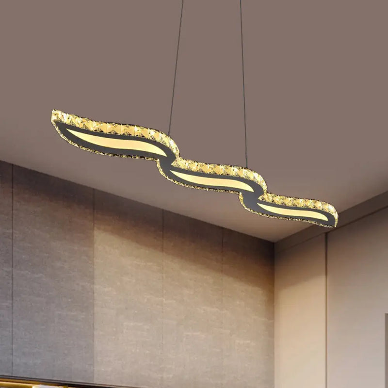 DecorBites™ Minimalist LED Crystal Ceiling Light for Restaurant with Silver Island Pendant
