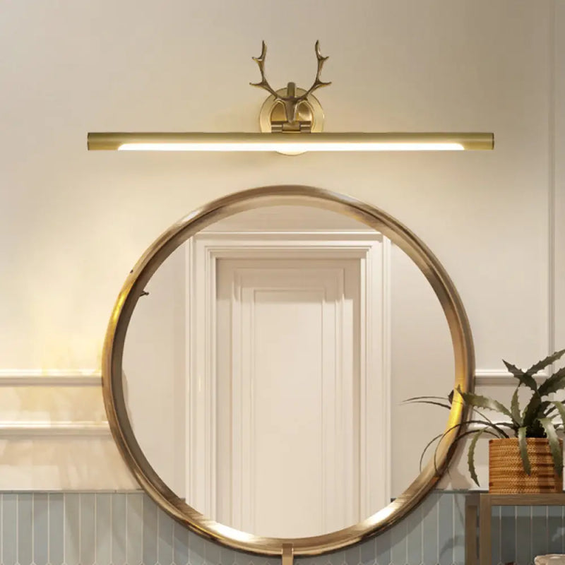 DecorBites™ Minimalist LED Gold Bar Wall Vanity Sconce Light with Antler Arm - Metal Wall Mounted Lamp