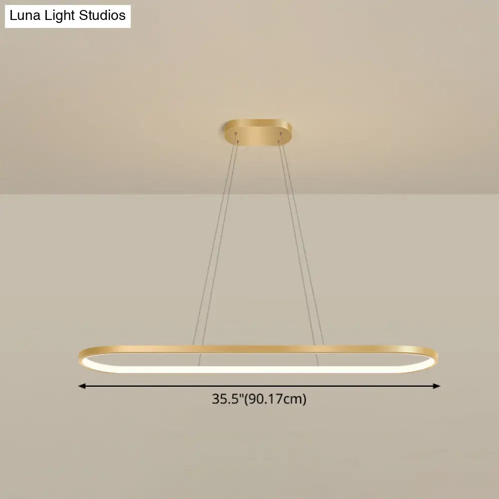 DecorBites™ Minimalist LED Gold Plated Pendant Light Fixture for Table - Metal Oblong Design