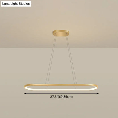 DecorBites™ Minimalist LED Gold Plated Pendant Light Fixture for Table - Metal Oblong Design