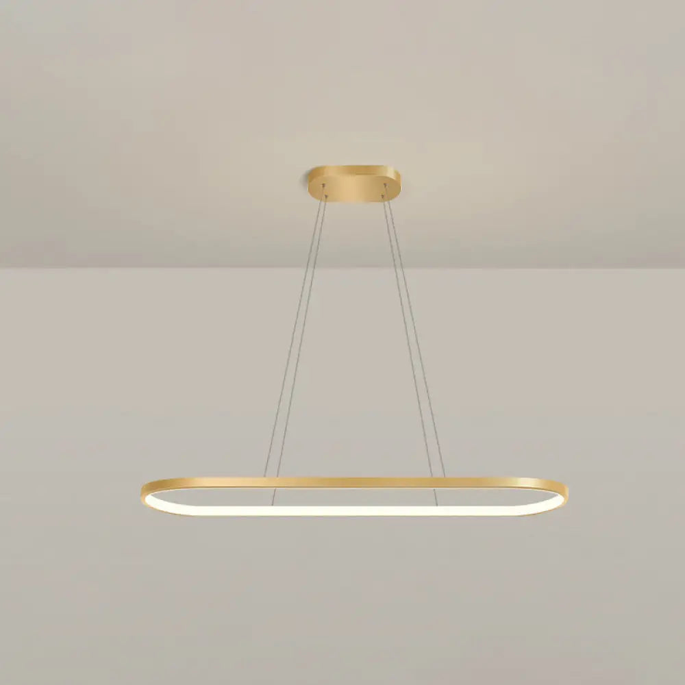 DecorBites™ Minimalist LED Gold Plated Pendant Light Fixture for Table - Metal Oblong Design