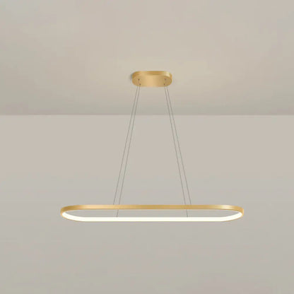 DecorBites™ Minimalist LED Gold Plated Pendant Light Fixture for Table - Metal Oblong Design