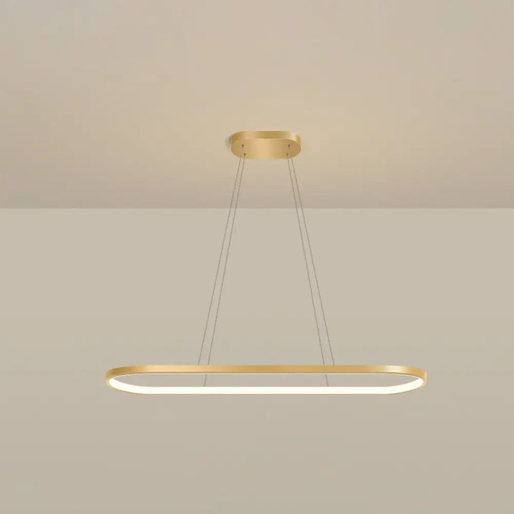 DecorBites™ Minimalist LED Gold Plated Pendant Light Fixture for Table - Metal Oblong Design