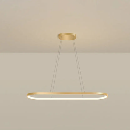 DecorBites™ Minimalist LED Gold Plated Pendant Light Fixture for Table - Metal Oblong Design