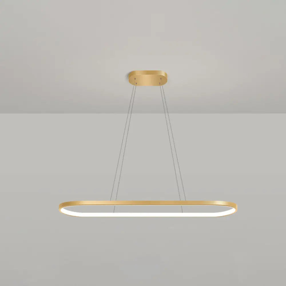 DecorBites™ Minimalist LED Gold Plated Pendant Light Fixture for Table - Metal Oblong Design