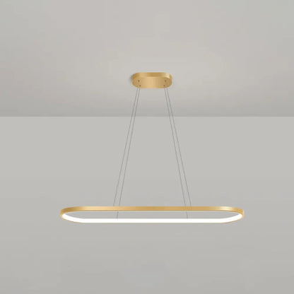 DecorBites™ Minimalist LED Gold Plated Pendant Light Fixture for Table - Metal Oblong Design