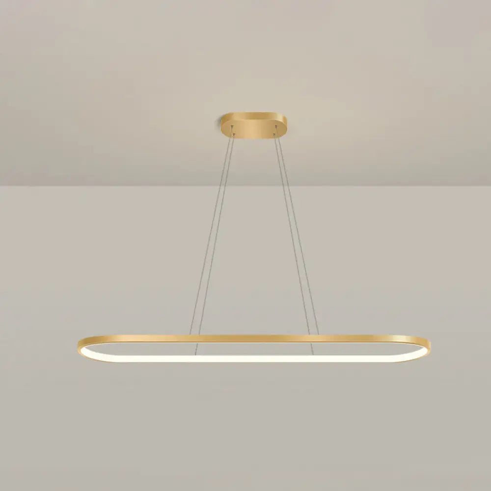 DecorBites™ Minimalist LED Gold Plated Pendant Light Fixture for Table - Metal Oblong Design