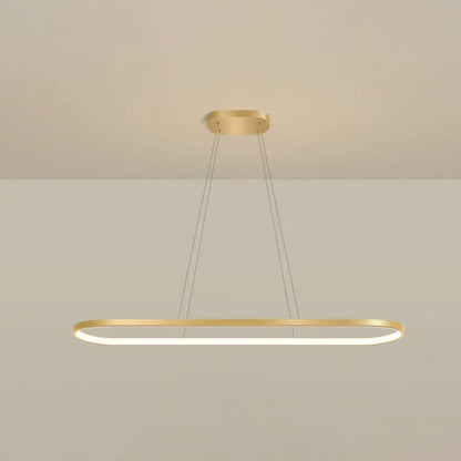 DecorBites™ Minimalist LED Gold Plated Pendant Light Fixture for Table - Metal Oblong Design