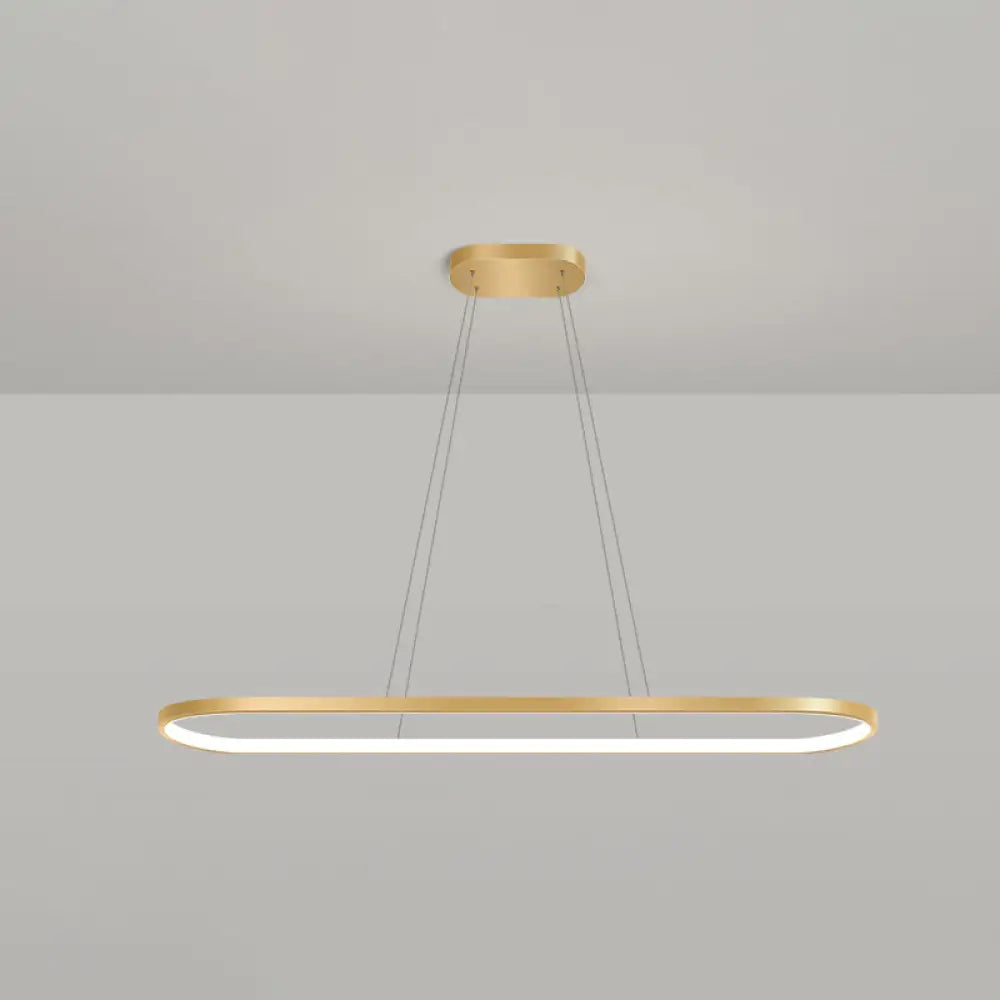 DecorBites™ Minimalist LED Gold Plated Pendant Light Fixture for Table - Metal Oblong Design