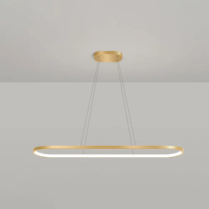 DecorBites™ Minimalist LED Gold Plated Pendant Light Fixture for Table - Metal Oblong Design