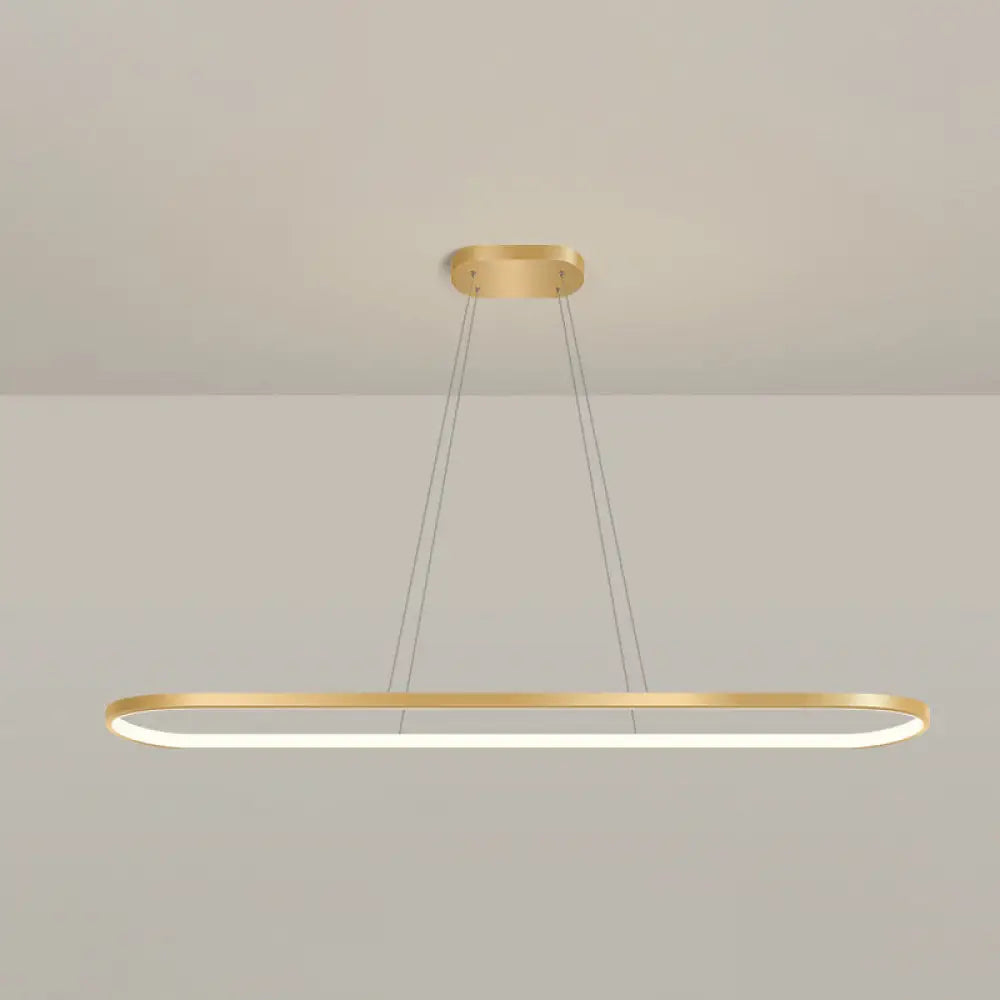 DecorBites™ Minimalist LED Gold Plated Pendant Light Fixture for Table - Metal Oblong Design