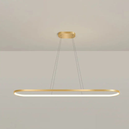DecorBites™ Minimalist LED Gold Plated Pendant Light Fixture for Table - Metal Oblong Design