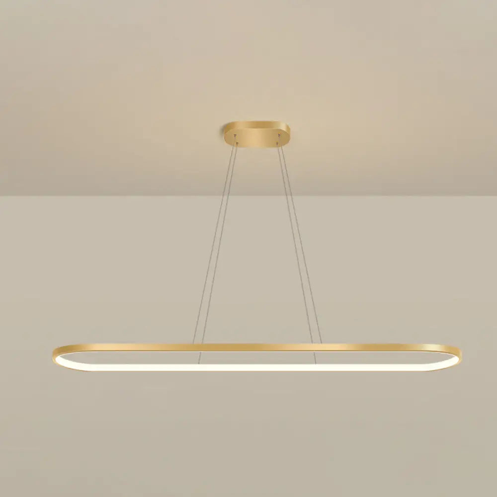 DecorBites™ Minimalist LED Gold Plated Pendant Light Fixture for Table - Metal Oblong Design